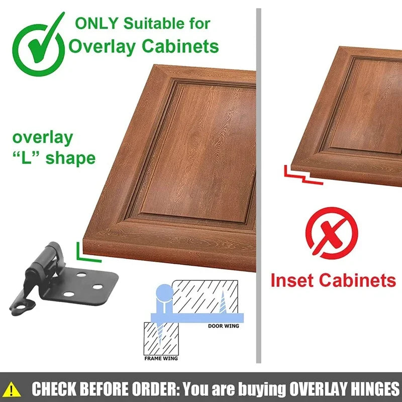 20Pcs Black Cabinet Hinges Self-Closing Hinges for Kitchen Cabinet Furniture Doors, Cabinet Door Hinges with Screws