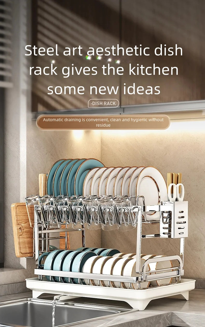 304 stainless steel kitchen storage rack, bowl and plate storage box, draining rack, multifunctional home storage rack for bowls