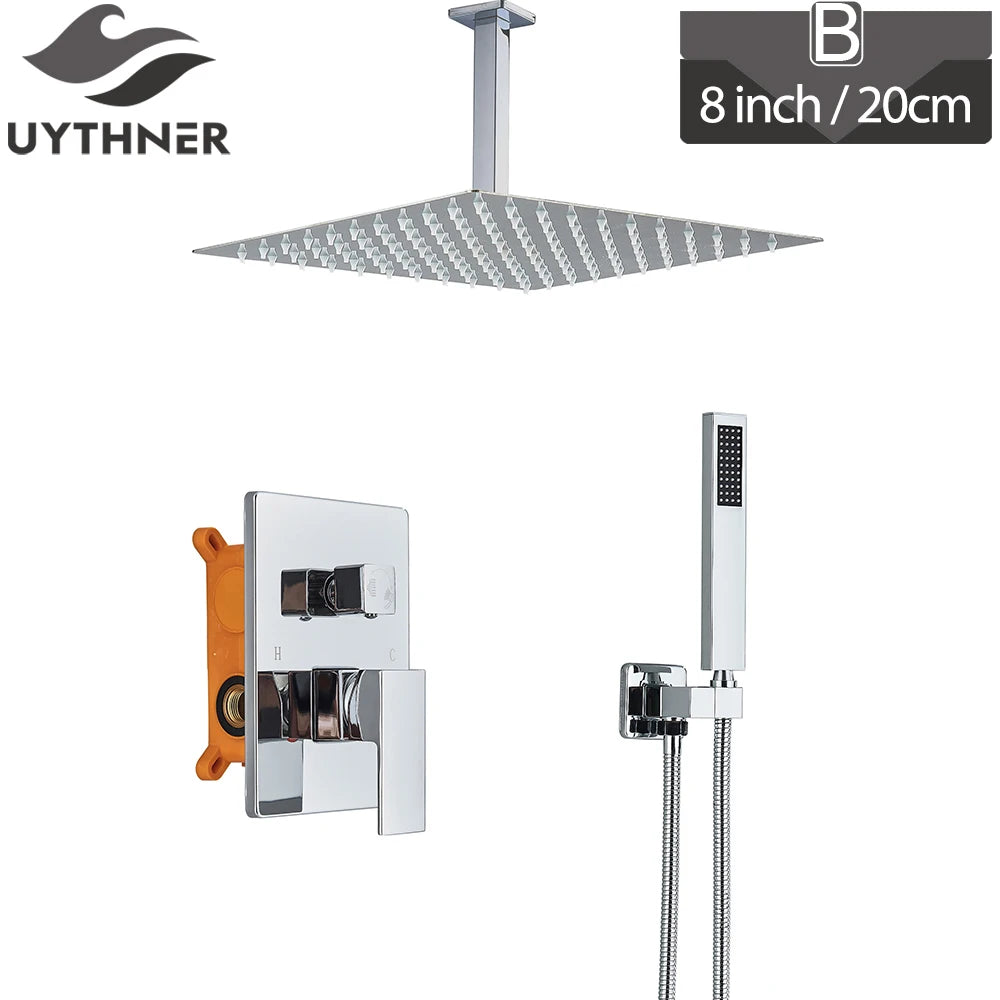 Bathroom Faucet Chrome Rain Shower Head Shower Faucet Wall Mounted Bathtub Bath Mixer Tap Beauty Bathroom Set Shower System