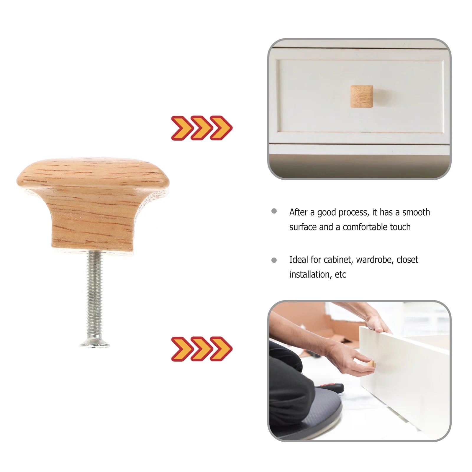 10pcs Solid Wood Cabinet Handles Wooden Pull Bar for Drawer Cabinet Knobs Household Door Handle Square Design Durable Easy
