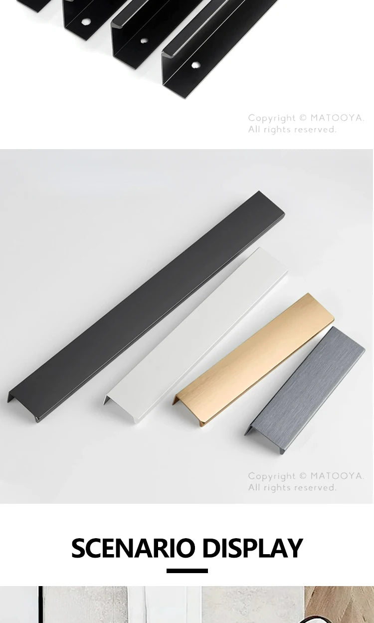 Hidden Handles for Furniture Kitchen Cabinet Handles Dresser Drawer Knobs Aluminum Alloy Wardrobe Cupboard Door Handle Hardware