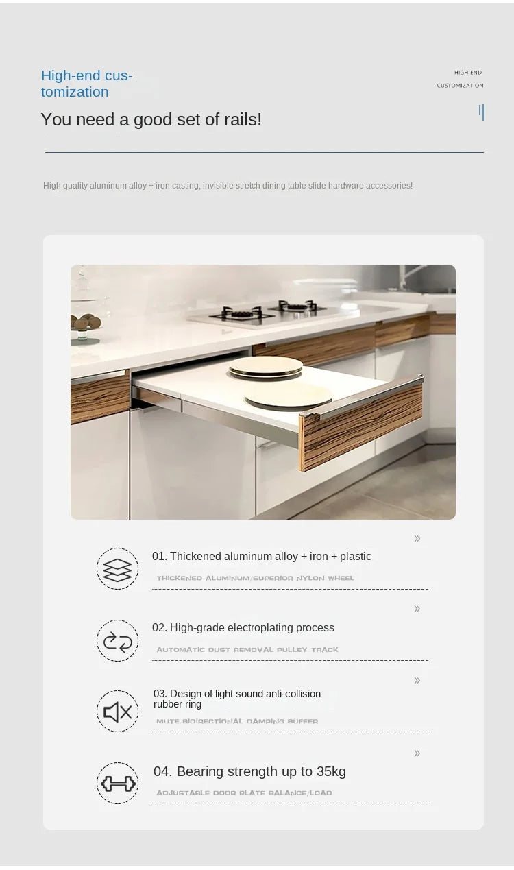 Telescopic Folding Guide Rail  Multifunctional Flat Push  Multi Section Pull-Out Cabinet  Dining Table  Drawer Slide Rail