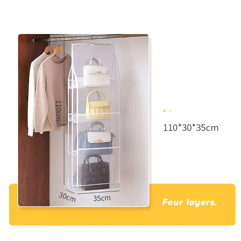 Hanging Handbag Organizer Wardrobe Closet Transparent Storage Bag Door Wall Clear Sundry Shoe Bag Hanger Pouch Accessories Stuff