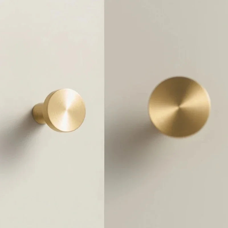 Solid Brass Circular Gold Black Antique White Cabinet Furniture Knobs Wall Bathroom Clothes Hook Handle