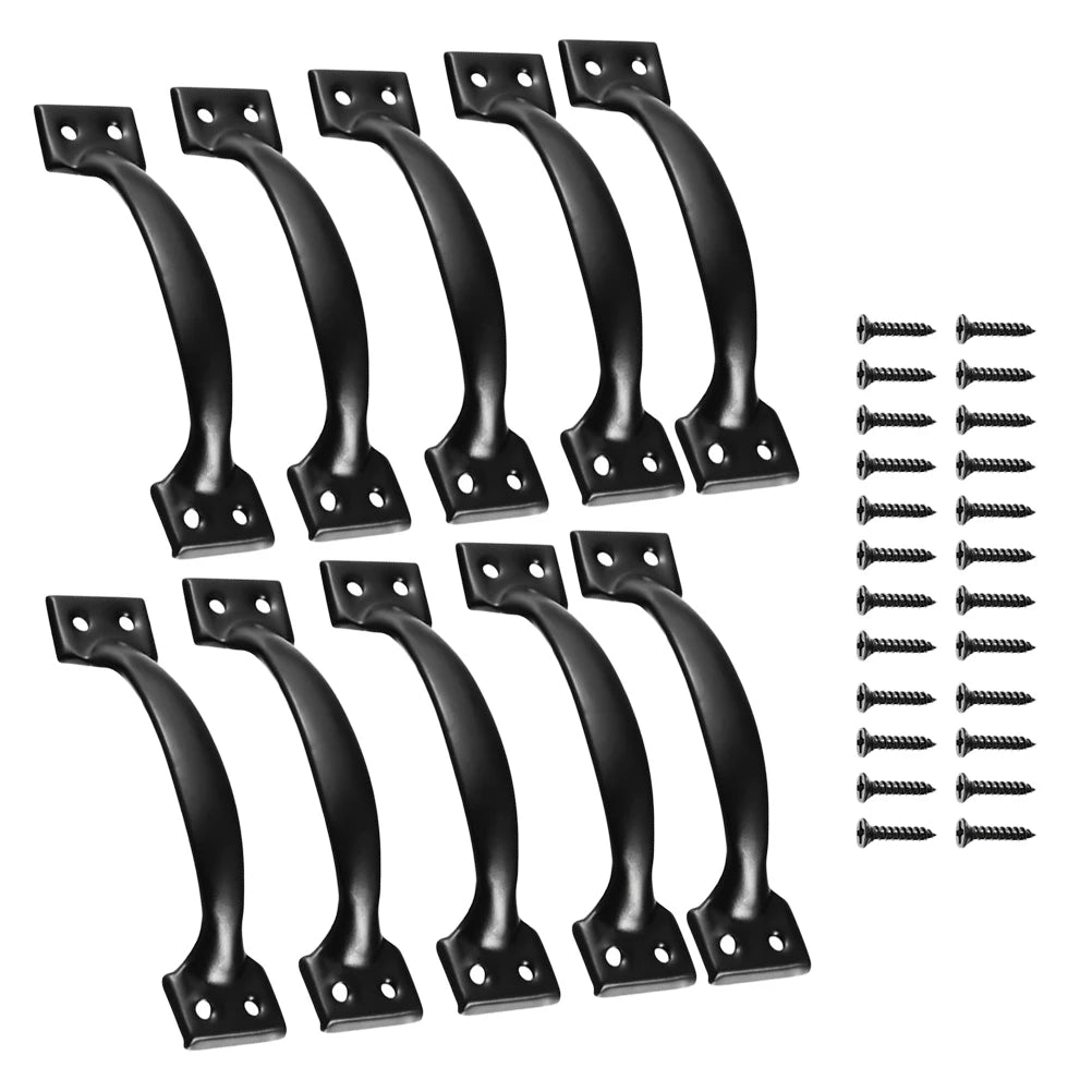 6pcs/8pcs/10pcs/12pcs Iron Door Handles Metal Door Pull Knobs Cabinet Drawer Pulls Barn Cupboard Knob Dresser Sliding Grips