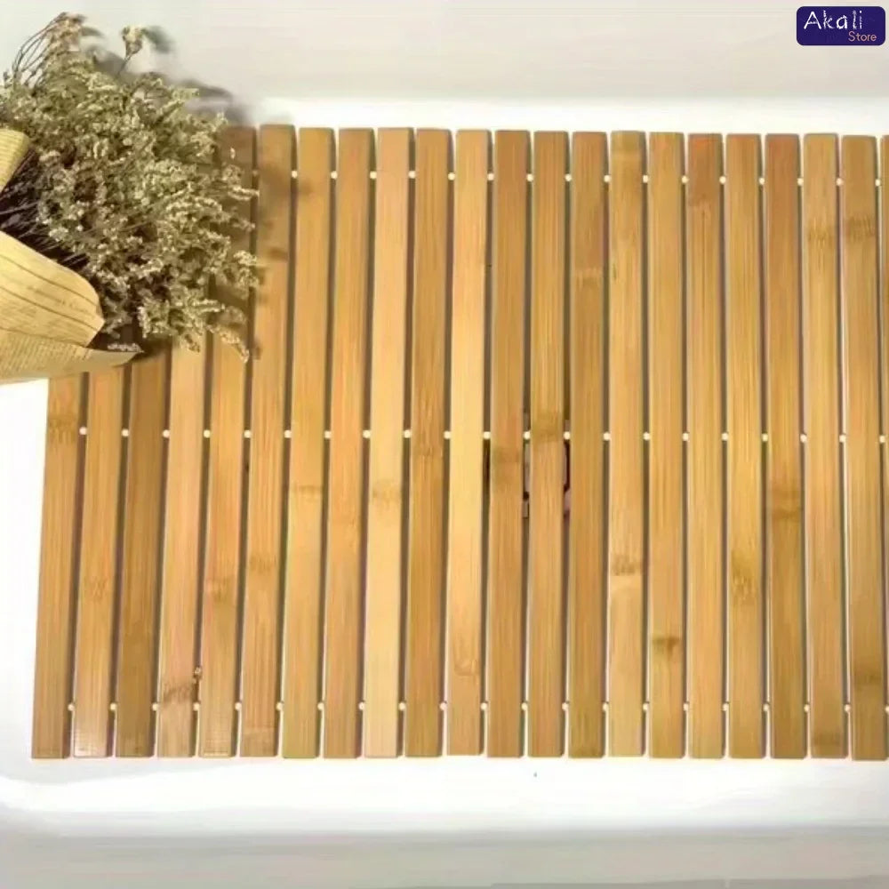 Wooden Bathroom Mat Rayon Derived From Bamboo Rectangular Waterproof Floor Mat Suitable for Bathroom and Toilet