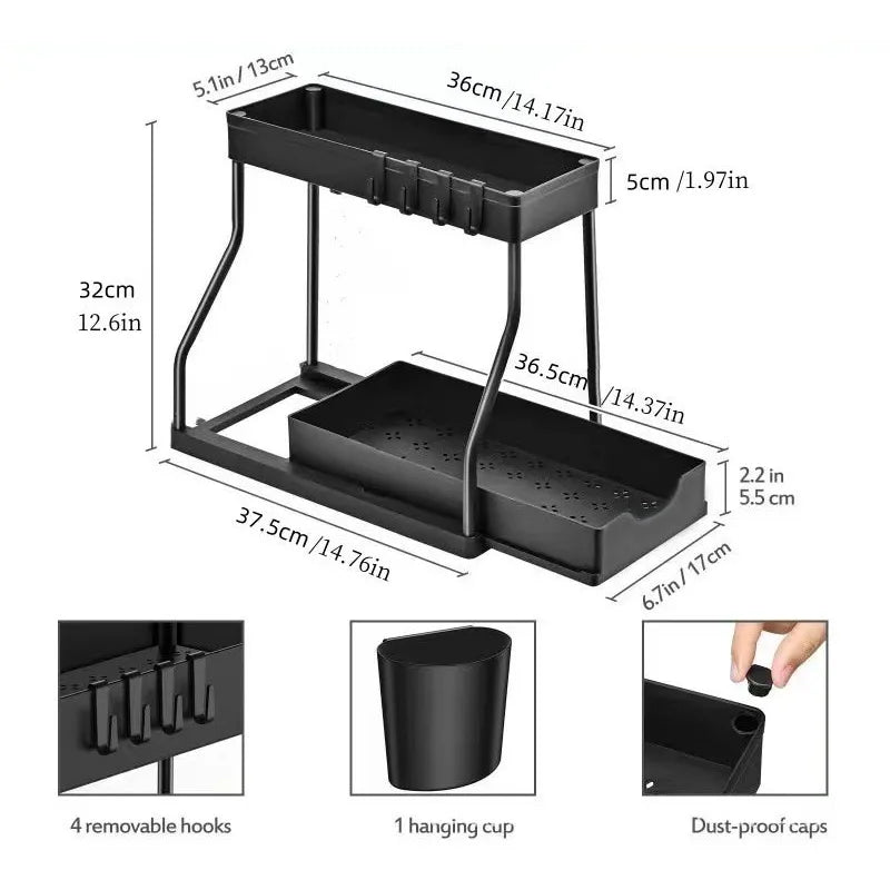 New pull-out seasoning storage rack for home kitchen, bathroom sink and multi-layered storage rack for miscellaneous items