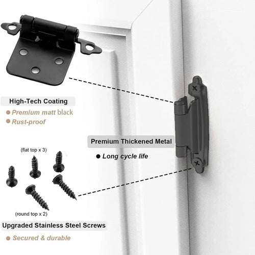 20Pcs Black Cabinet Hinges Self-Closing Hinges for Kitchen Cabinet Furniture Doors, Cabinet Door Hinges with Screws