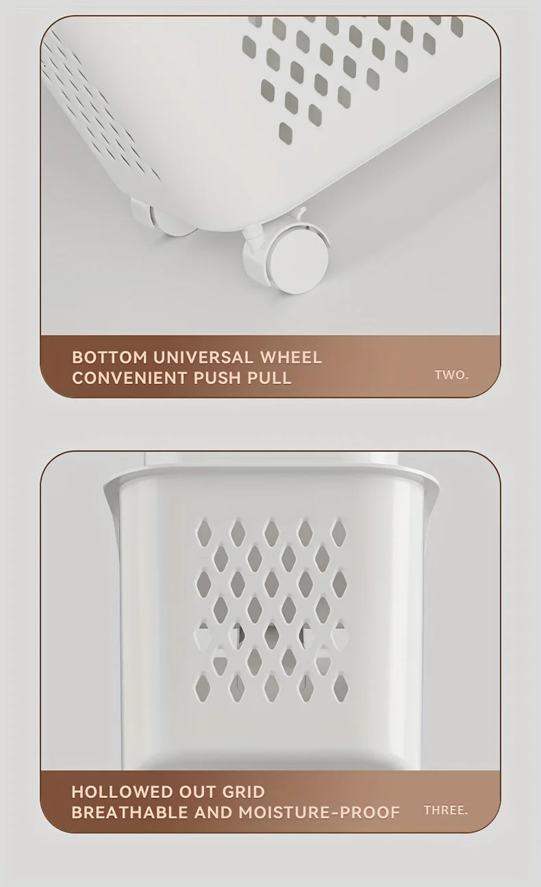 Multilayer Dirty Laundry Basket Storage Rack Clothes Storage Basket Sundries Storage Basket with Wheels Home Bathroom Supplies