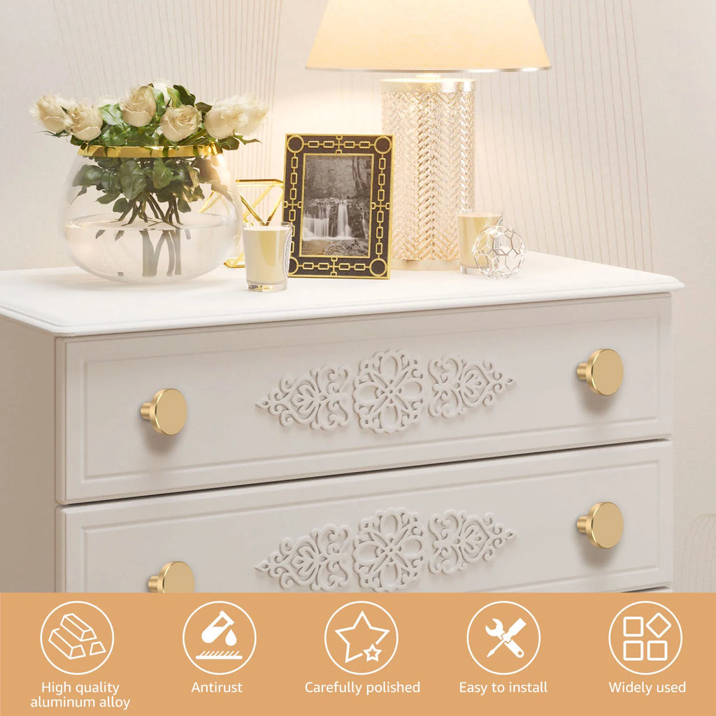 12Pcs Drawer Knob Set Gold Cabinet Knobs Aluminum Alloy Furniture Knob Handle for Cabinets Drawer Dresser Door 25x20x10mm