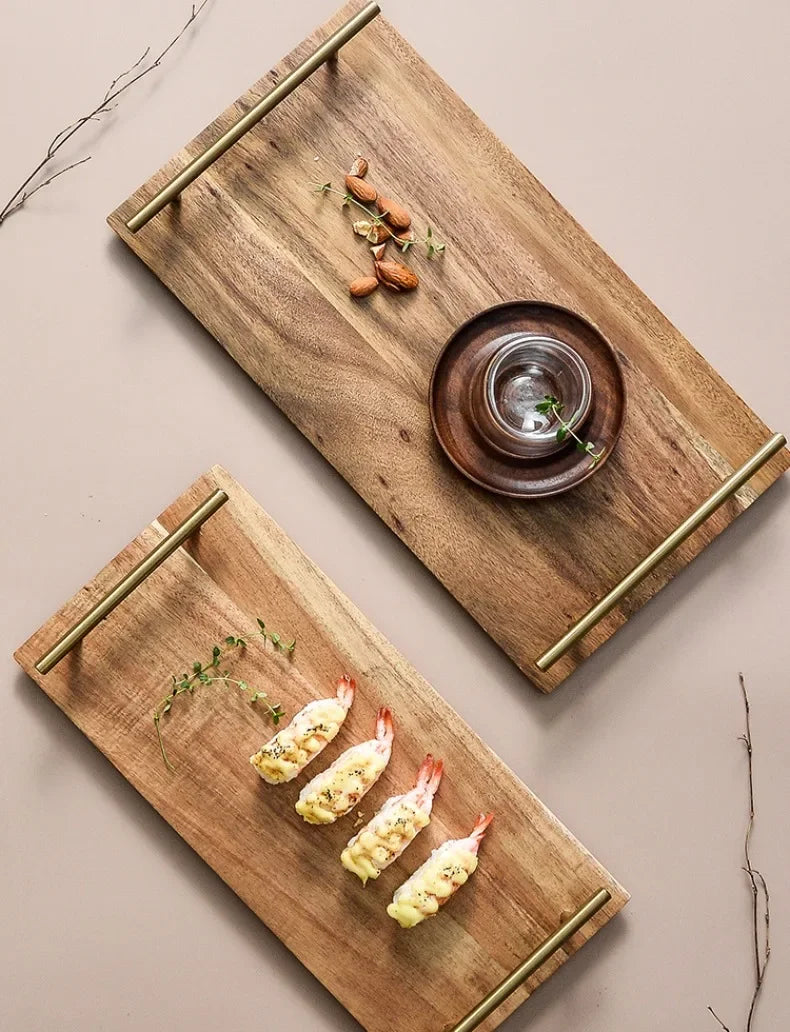 Kitchen Tray for Serving Food Trays for Desserts Dessert Tray With Handles Wooden Serve Storage Coffee Fruit Snack Drink Sweets
