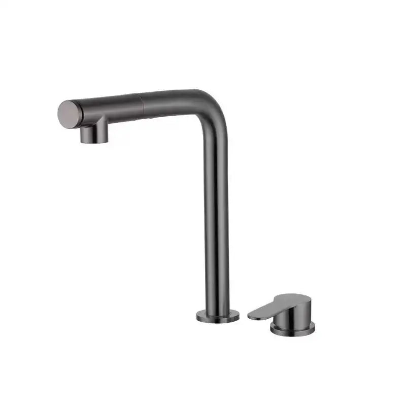 Pull-out Kitchen Sink Faucet Lift Concealed Hot And Cold Mixed Water Faucet 304 Stainless Steel Double Hole Single Handle Tap
