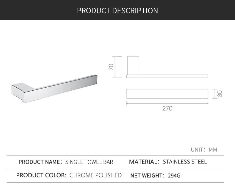 Stainless Steel Bathroom Accessories Wall Shelf Towel Bar Rack Rail Toilet Brush Roll Paper Holder Soap Dish Bathroom Hardware