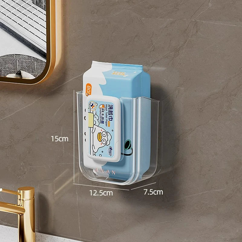 Bathroom Non Perforated Wall Mounted Wet Tissue Storage Box with Large Opening and Strong Load-bearing Capacity