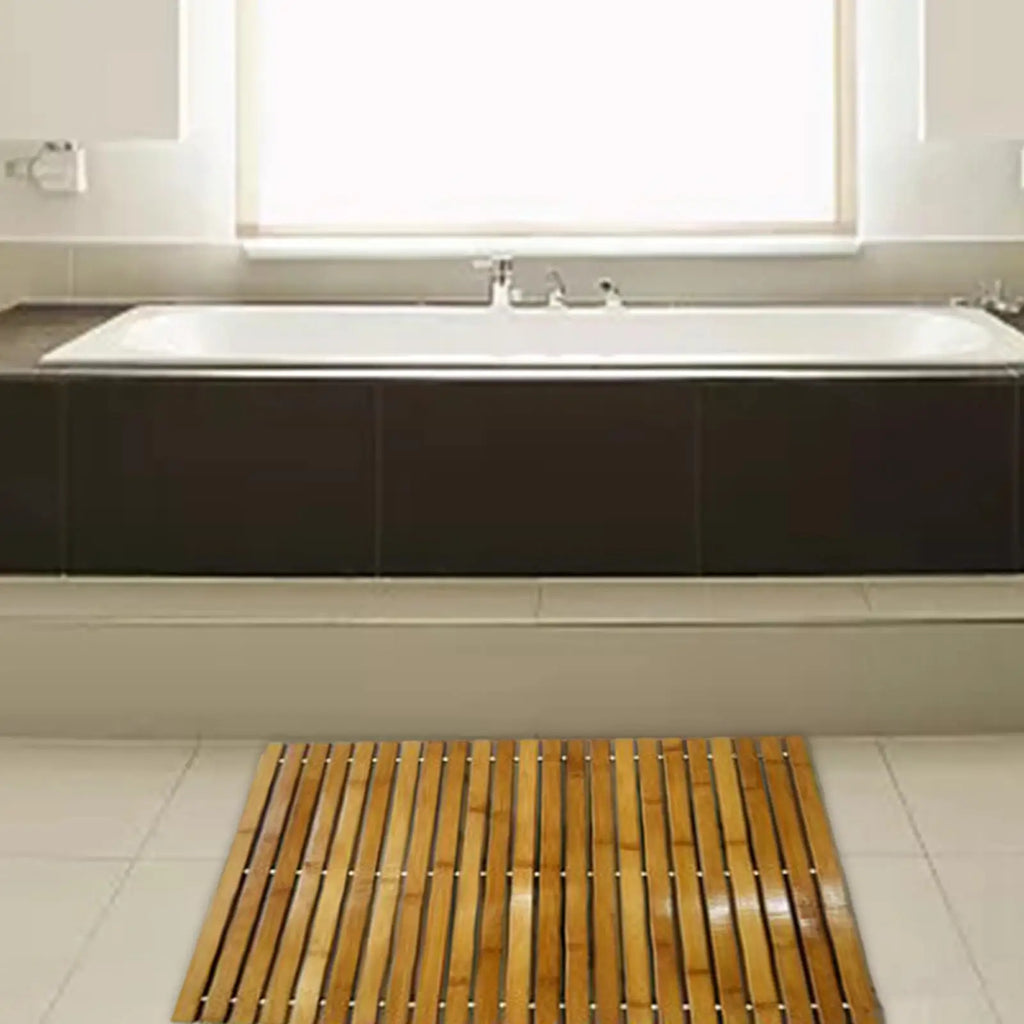 Natural Bamboo Wood Bath Mat Waterproof Floor Mat for Bathroom Toilet Pet Mat Bamboo bath mat large small for shower non slip