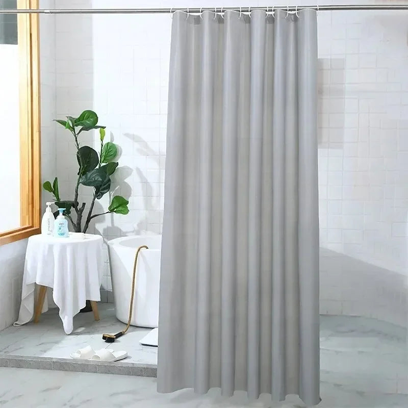 Waterproof Shower Curtain Home Bathroom Curtain Wave Window Tulle with Hooks Heavy S Fold Wavy Shower