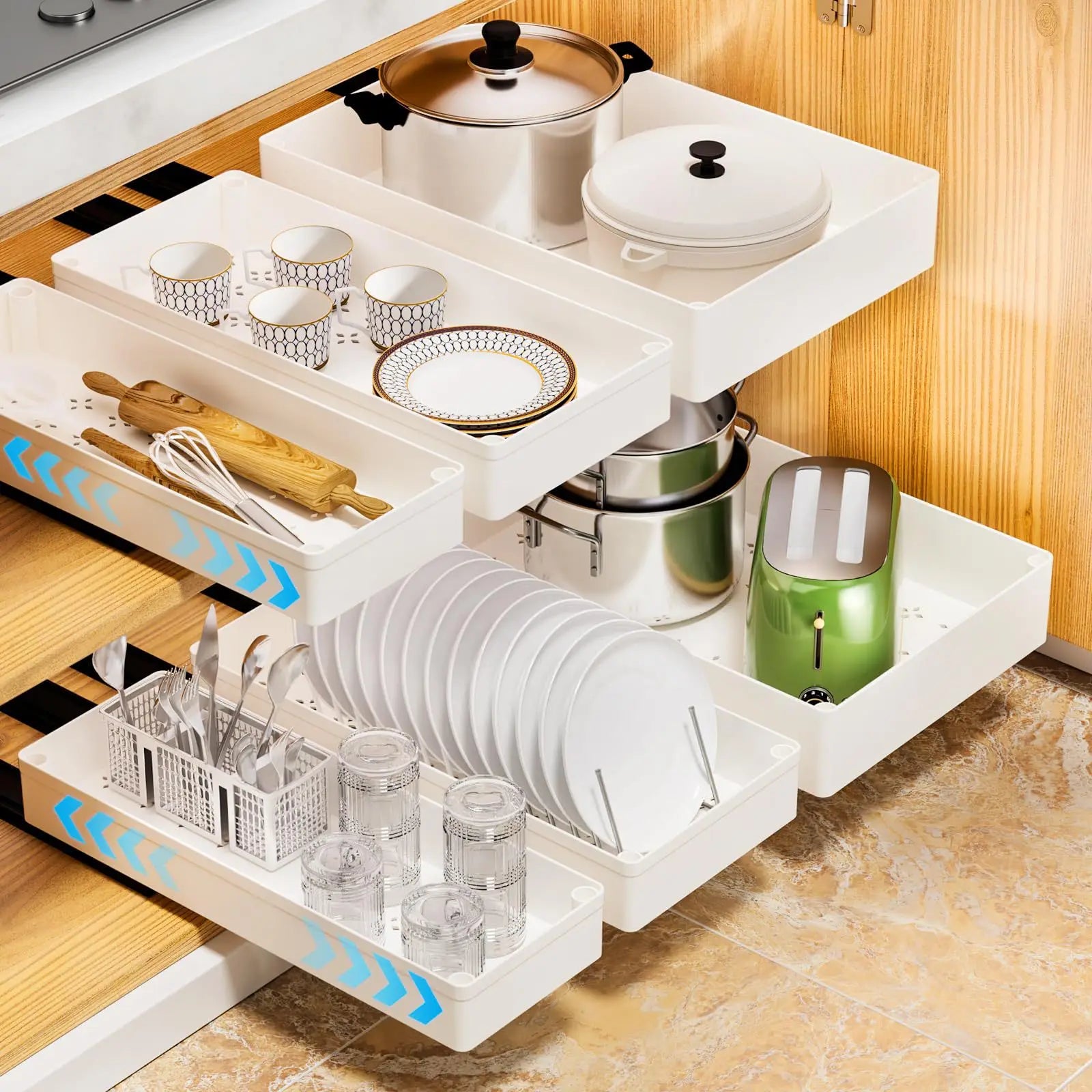 Punch-free Kitchen Pull-out Rack Pull-out Cabinet Storage Rack Under Sink Rack Pull Basket Drawer Kitchen Storage and Organizer