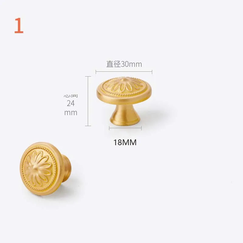 Solid Brass Door Handle Light Luxury Simple Gold European Drawer Kitchen Shoe Cabinet Wardrobe Handles Bedroom Decor Gold Knobs