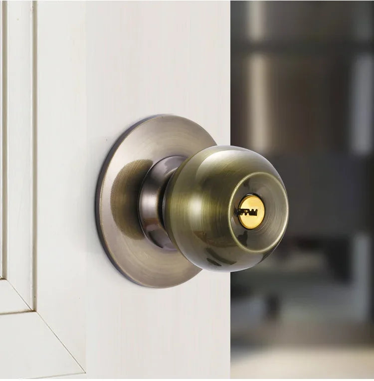 New Stainless Steel Round Ball Door Knobs Handle Passage Entrance Lock Entry for Bedrooms Living Rooms Hardware Accessories