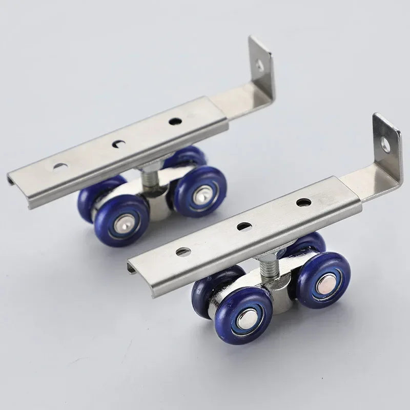 2pcs/set Sliding Door Roller Hardware Slide Doors Pulley 4 Wheels Home Room Wood Door Hanging Wheels Rail Track Pulley