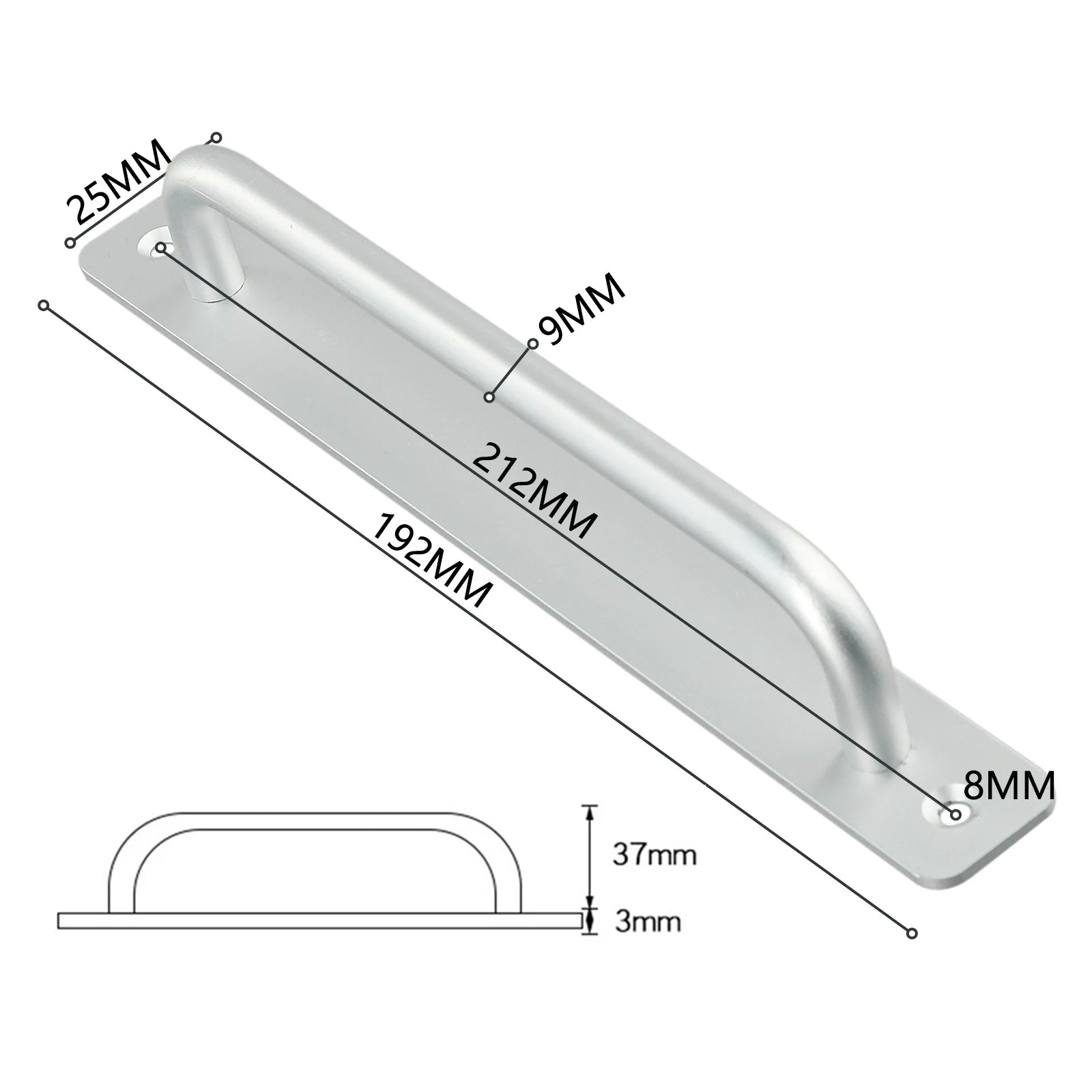 Sliding Door Handle Aluminum Alloy Pull Push Door Handle For Gate Toilet Door Non Perforated Door Window Handles Wood Doors Grip