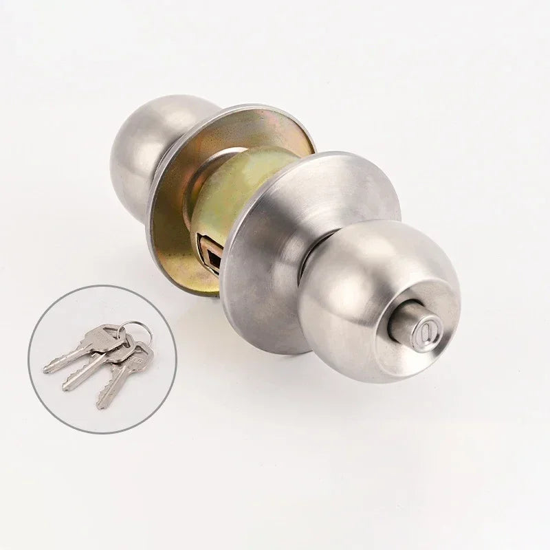 Anti-bumping House Door Handle Lock With Knobs Interior Round for Bedroom Bathroom Stainless Turn Thumb Armored Privacy Articles