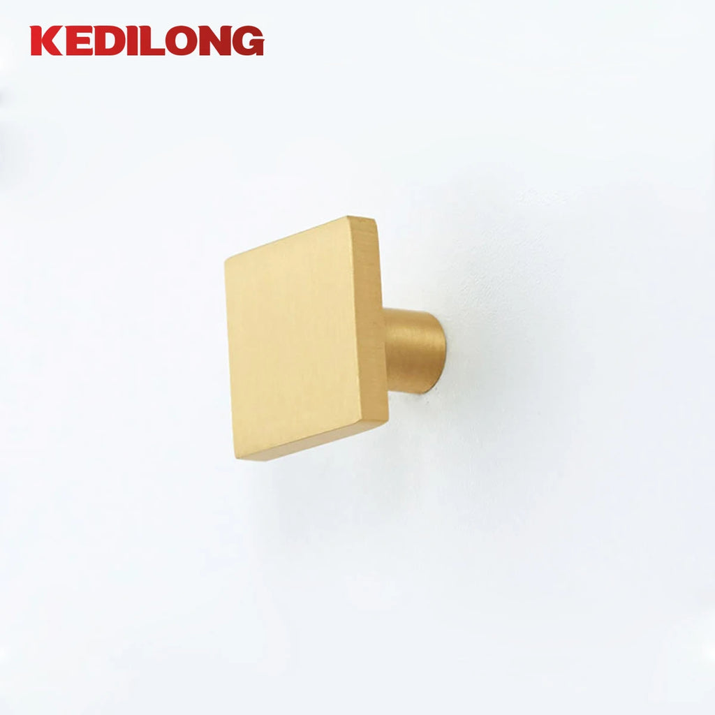 Modern solid brass single hole cabinet door Pull handle Simple wardrobe drawer Cabinet light luxury square knob