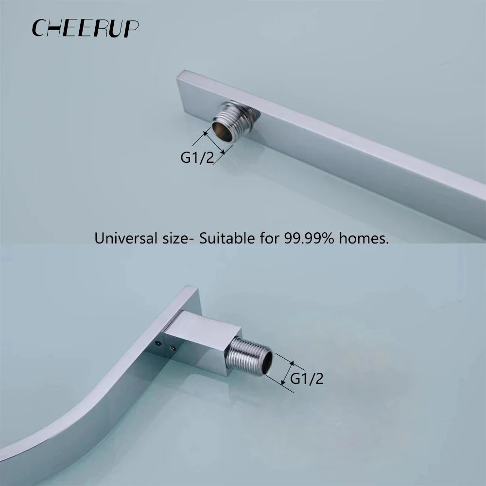 40cm Brass Wall Shower Extension Arm Mounted Bathroom Rainfall Head Elbow Bracket Pipe Bath Tube Bathroom Hardwares Accessories.