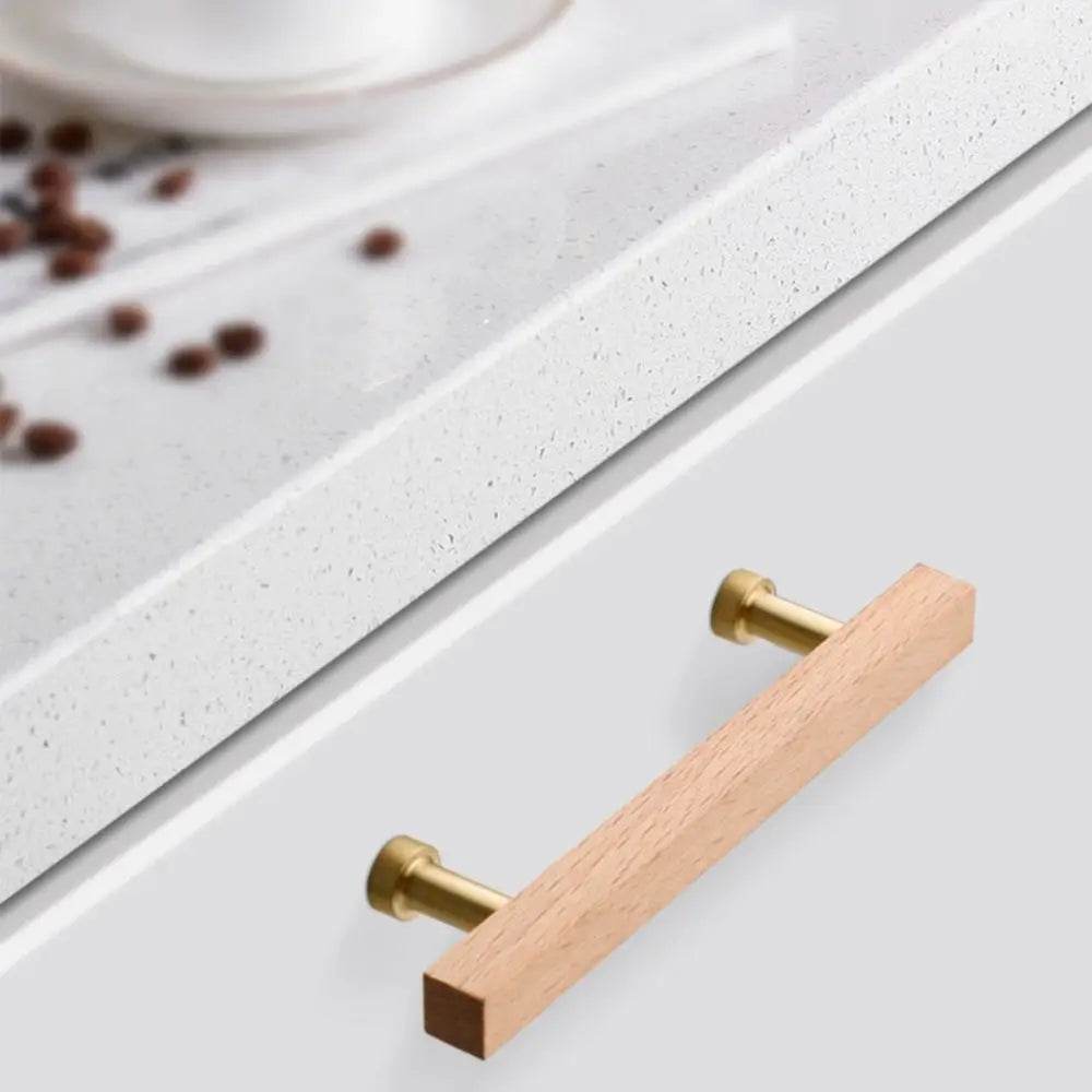 High-End Walnut Wood Wood Cabinet Handles Luxury Design Beech Wood Door Knobs Minimalist Modern Drawer Pulls Wardrobe