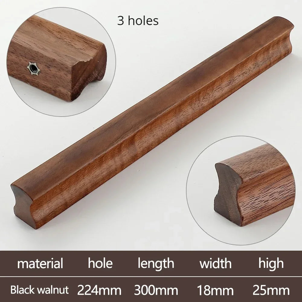 Wooden Furniture Handles Walnut Kitchen Cabinet Handles Drawer Knobs Handles for Cabinets and Drawers Long Wardrobe Pulls
