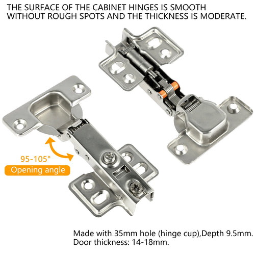 10-40 Pcs Hinges Cold Rolled Steel Hydraulic Cabinet Door Hinge Damper Buffer Soft Quiet Closing for all Cupboard Furniture