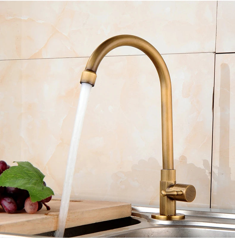 Cold Kitchen Sink Faucet Antique Bronze Finished 360 Degree Single Hole Water Tap Cooper Kitchen Tap ELK12