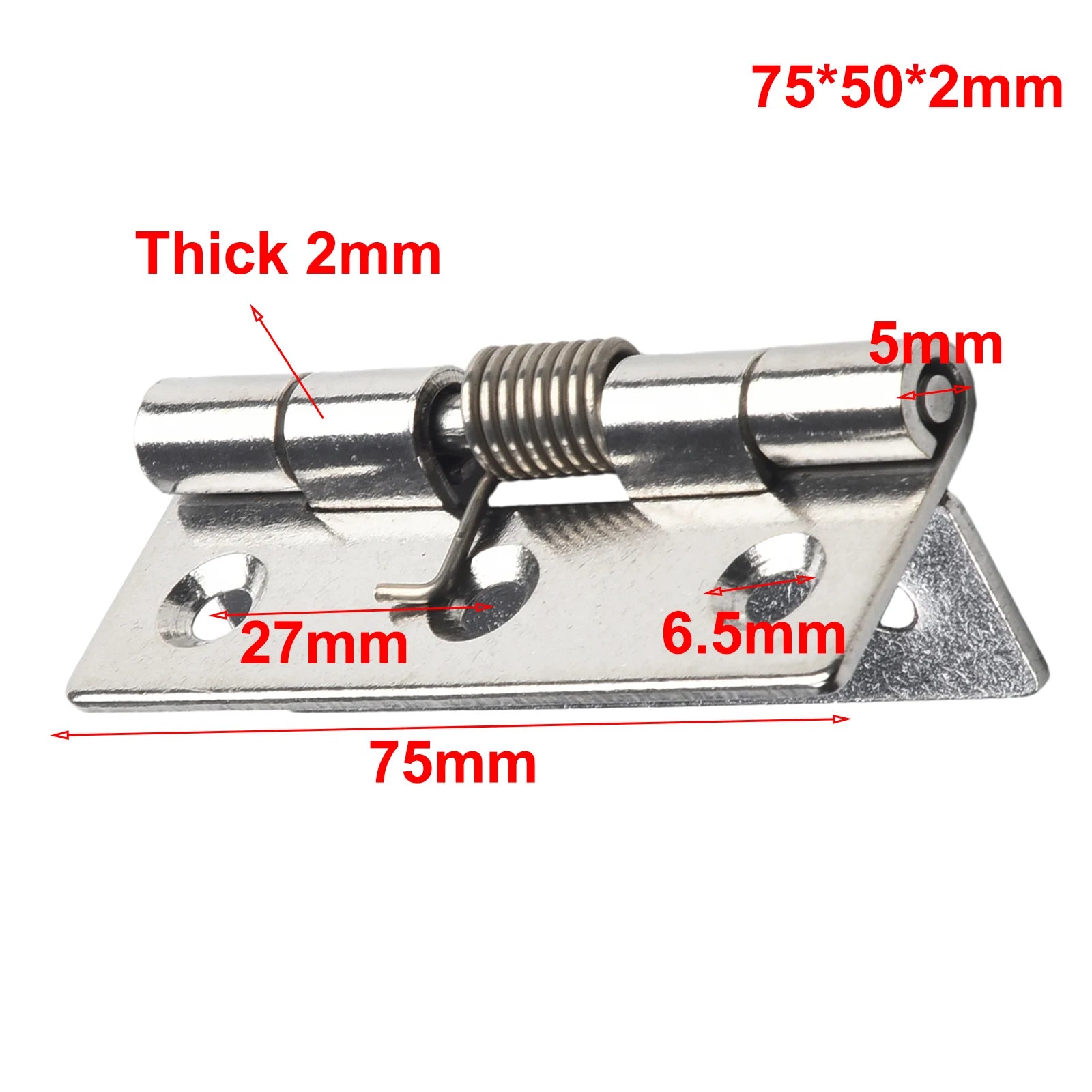 2pcs 1/1.5/2/3Inch Silver Spring Door Hinge Stainless Steel Self Closing Design Windows Cabinets Boxes Household Hardware