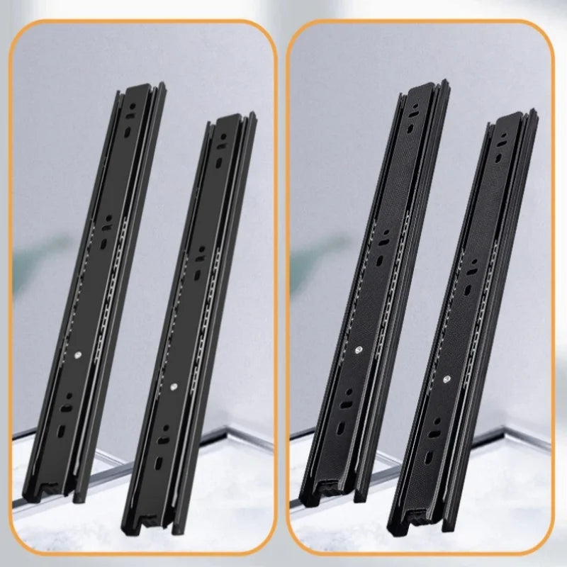 1 pair Drawer guide rail three-section slide rail cabinet thickened mute ball side-mounted 3-section track wholesale