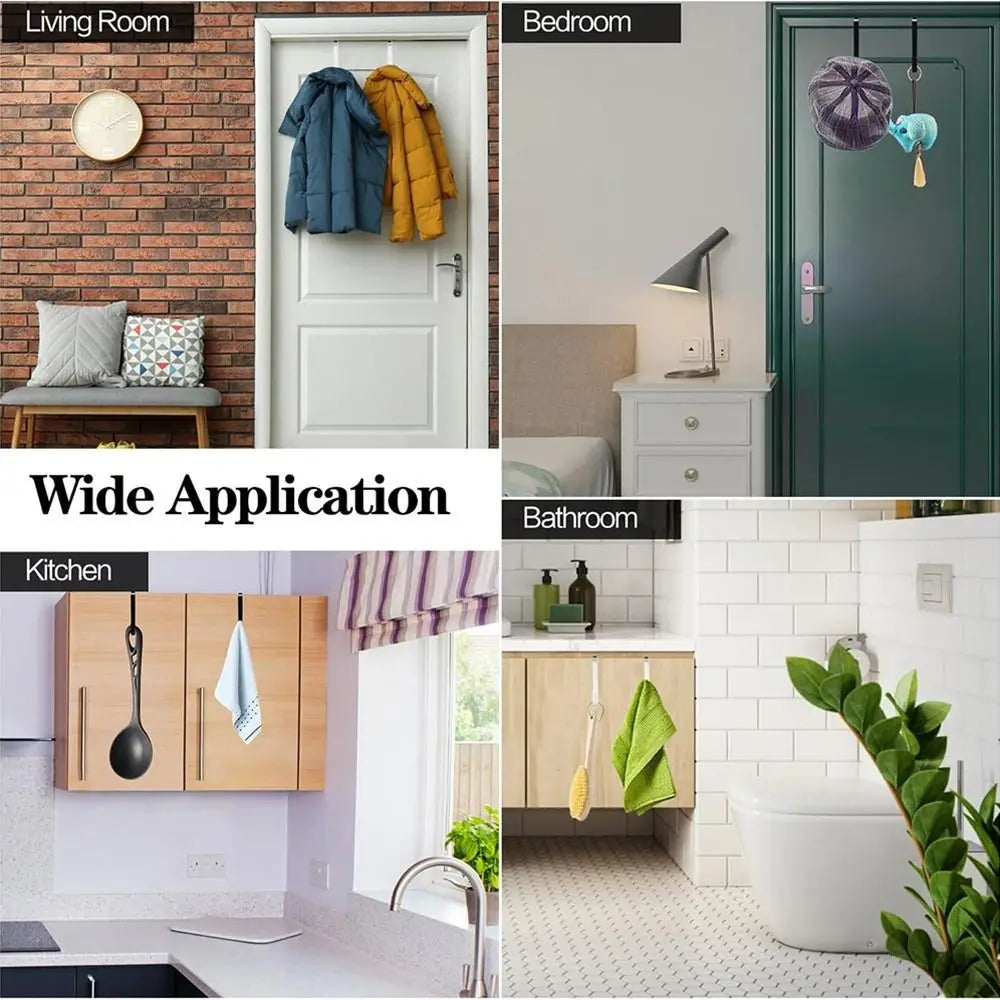 Towel Coats Hangers Nonstick Non-punching Over The Door Hooks Rubber Prevent Scratches Hanging Organizer Clothes Storage Holder