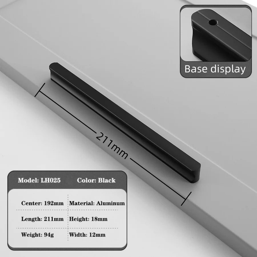 Modern Long Cabinet Handles Hidden-style Aluminum alloy Wardrobe Drawer Handle 800mm 1000mm Furniture Pulls