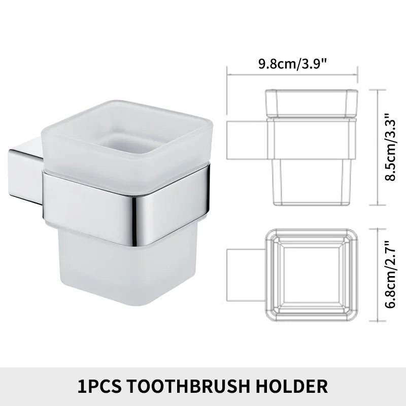 Stainless Steel Bathroom Accessories Wall Shelf Towel Bar Rack Rail Toilet Brush Roll Paper Holder Soap Dish Bathroom Hardware