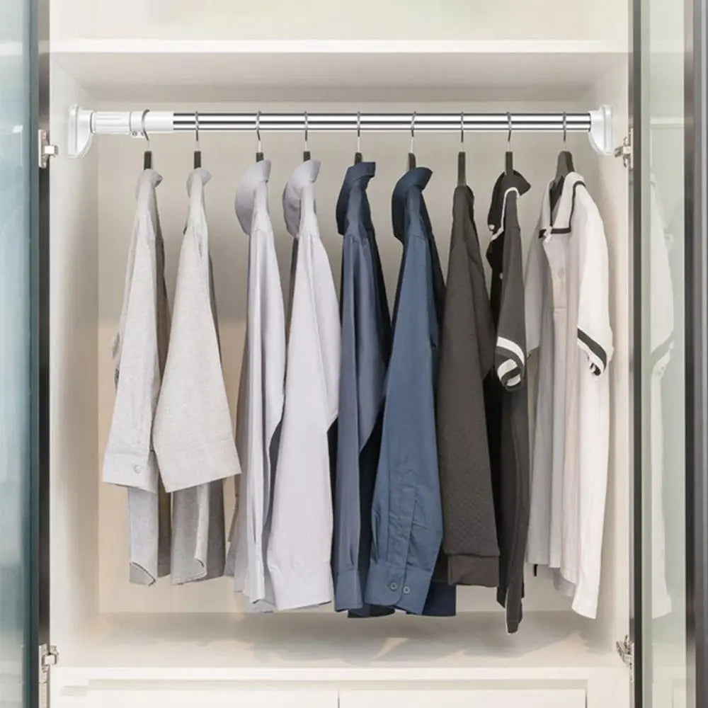 Strong Bearing Hanging No Drill Multi Purpose Clothing Rod Bracket Curtain Rail Pole Clothes Drying Hanger