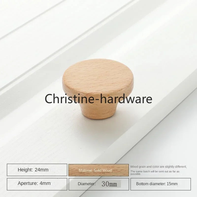 Simple Modern Wooden Cabinet Round Single-hole Handle Drawer Door Kitchen Shoe Cabinet Solid Wood Log Handle