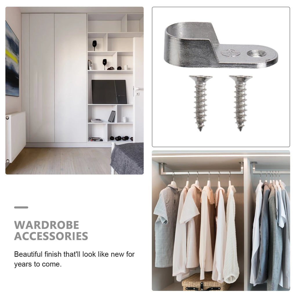 6/12/30pcs Oval Closet Rod End Supports Wardrobe Tube Support Bracket Clothes Hanging Rod End Holder With Screw Hardware Parts