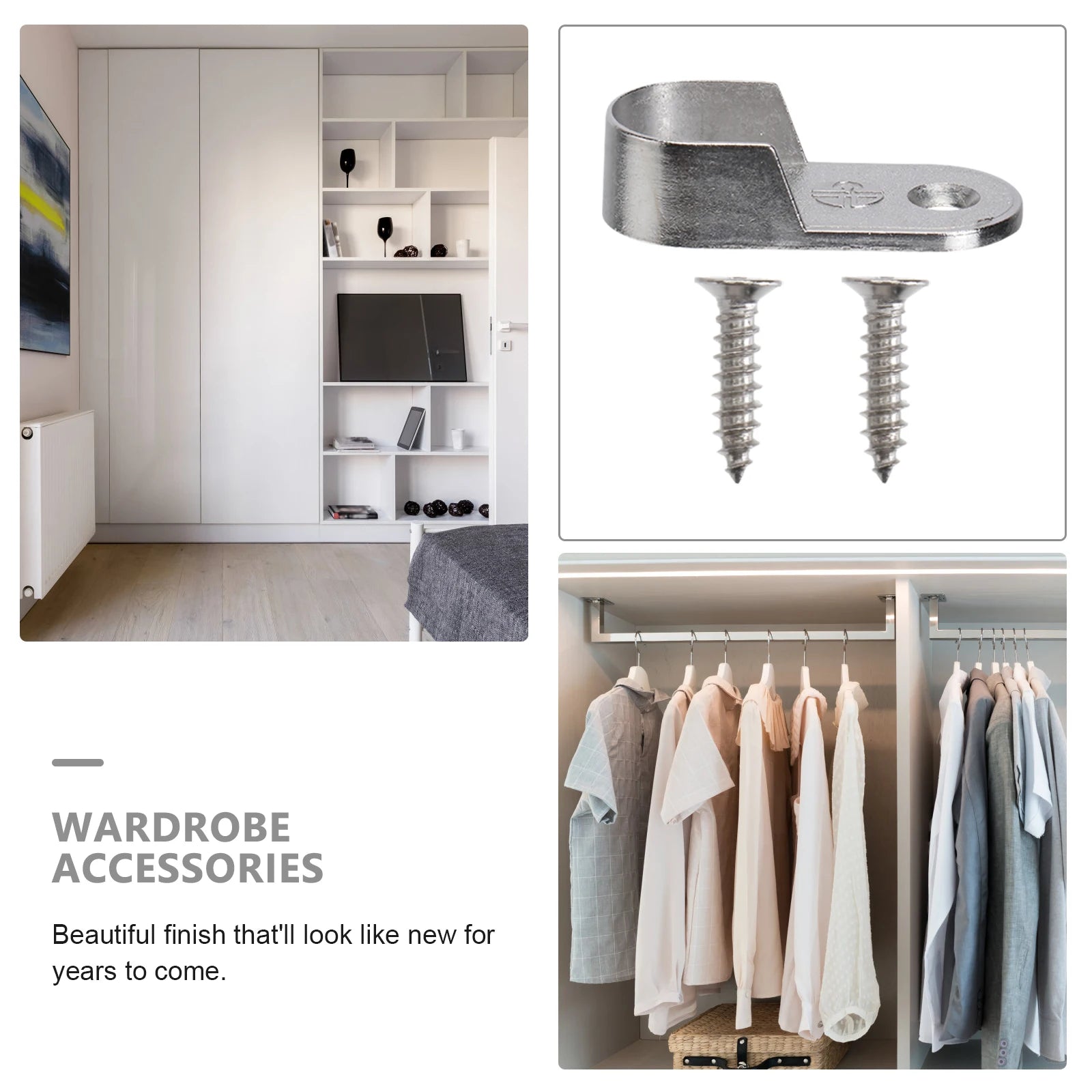 6/12/30pcs Oval Closet Rod End Supports Wardrobe Tube Support Bracket Clothes Hanging Rod End Holder With Screw Hardware Parts