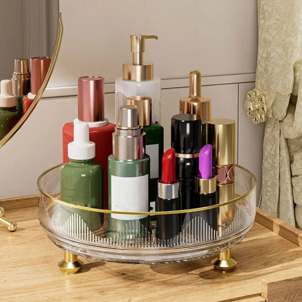 360°Rotating Rotating Spice Rack Clear Plastic Round Storage Tray Non-slip Base Space Saving Kitchen Storage Rack Countertop Use
