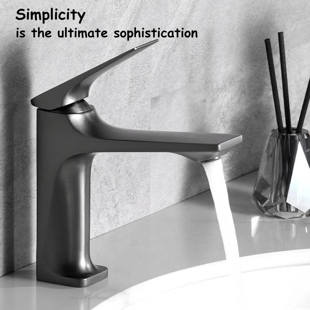 Brass Core Modern Bathroom Sink Faucet Single Handle Deck Mounted Wash Basin Water Tap Hot And Cold Mixe