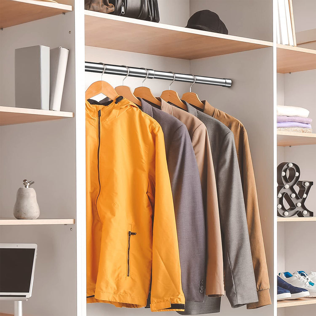 Wardrobe Rail Extendable Clothing Rail 56-100cm Stainless Steel Clothes Rod with End Sockets Screws Adjustable Closet Rail Pole