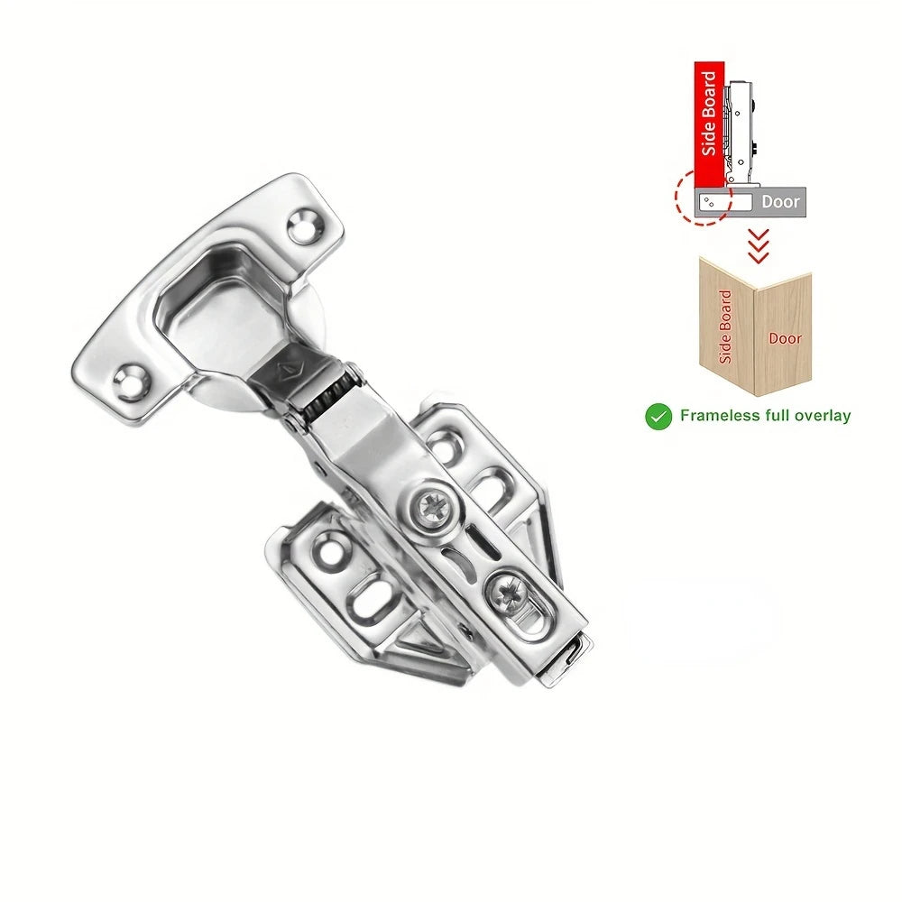 10-Piece Modern Frameless Cabinet Door Hinges Soft-Close Nickel Plated European Full/Half Overlay/Inset