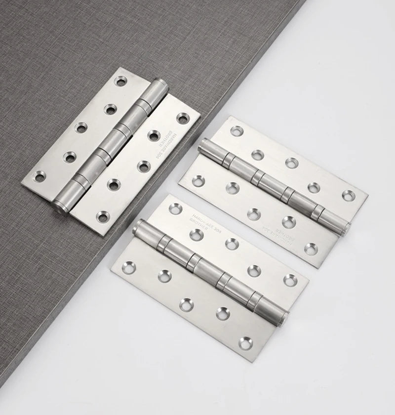 304 Stainless Steel Door Hinges with Ball Bearing, Non-Removable Pin, Heavy Duty for Exterior Interior Doors, 4 in, 5 in, 2PCs