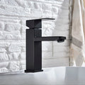 Square Sink Mixer Tap Bathroom Washbasin Mixer Tap Single Handle Pop Up Drain  Matte Black Basin Faucet Deck Mounted