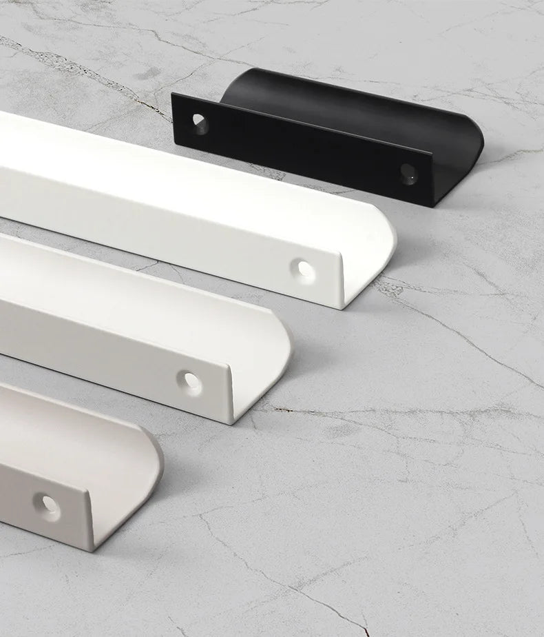 Hidden Minimalist Cabinet Handles for Kitchen Wardrobe | No Drilling Black Edge Pulls | Custom Length 80mm-1200mm Modern Design