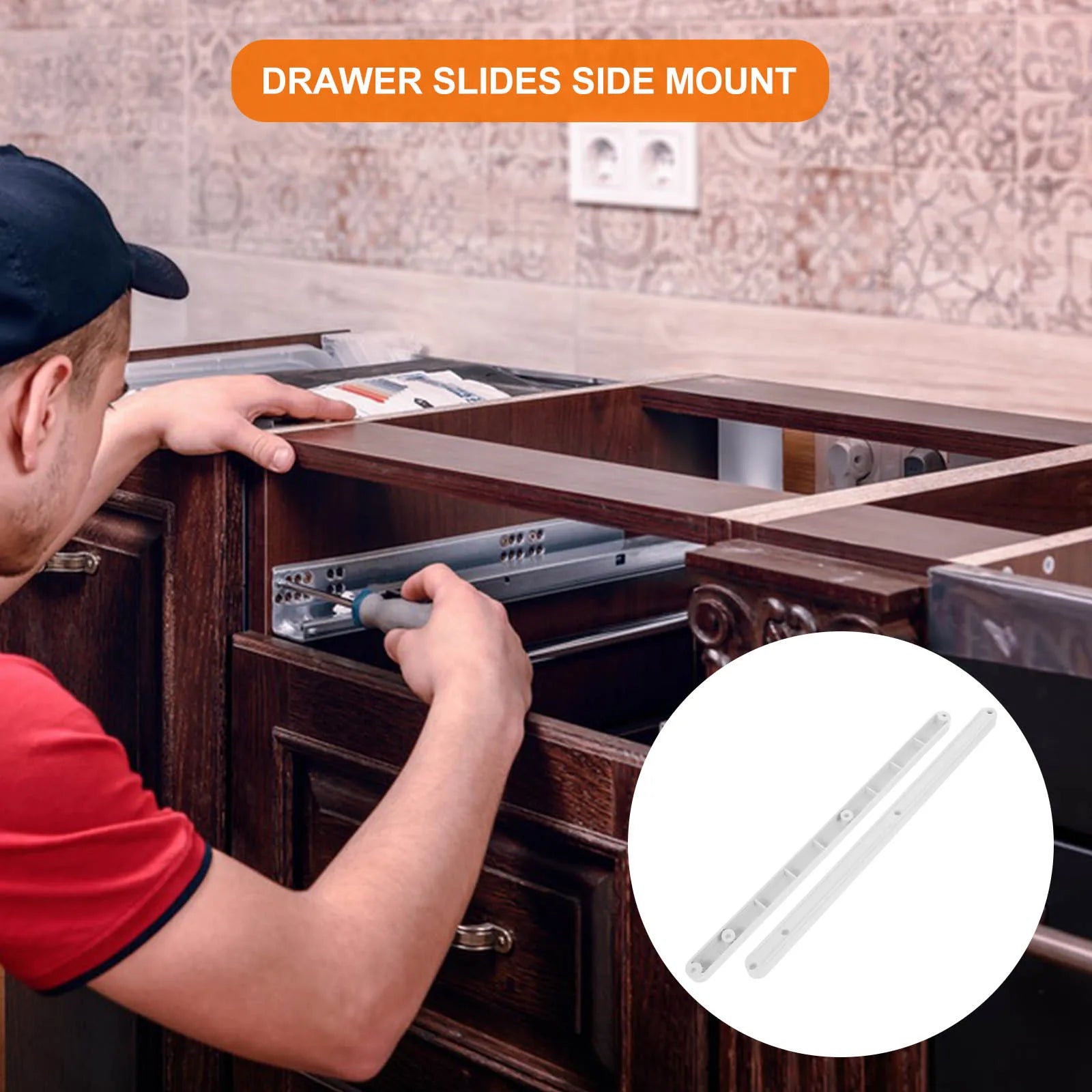 2pcs Guide Rail Drawer Plastic Slide Wardrobe Runner Cabinet SSlidesrage Box Slide Rail Telescopic Track For Cupboard Locker
