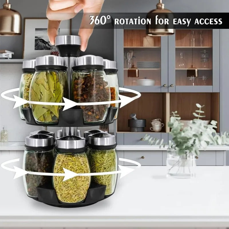 6-12 pcs Revolving Spice Rack Organizer Countertop, Spinning Spice Storage Rack Tower Organizer,Spice Seasoning Bottle Organizer